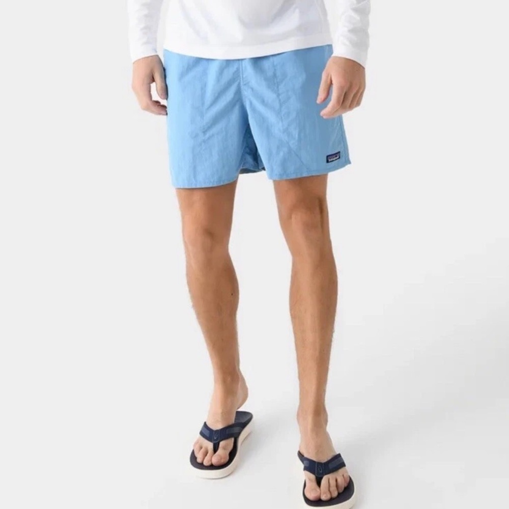 Patagonia Light Blue Baggies Hybrid Performance Shorts L